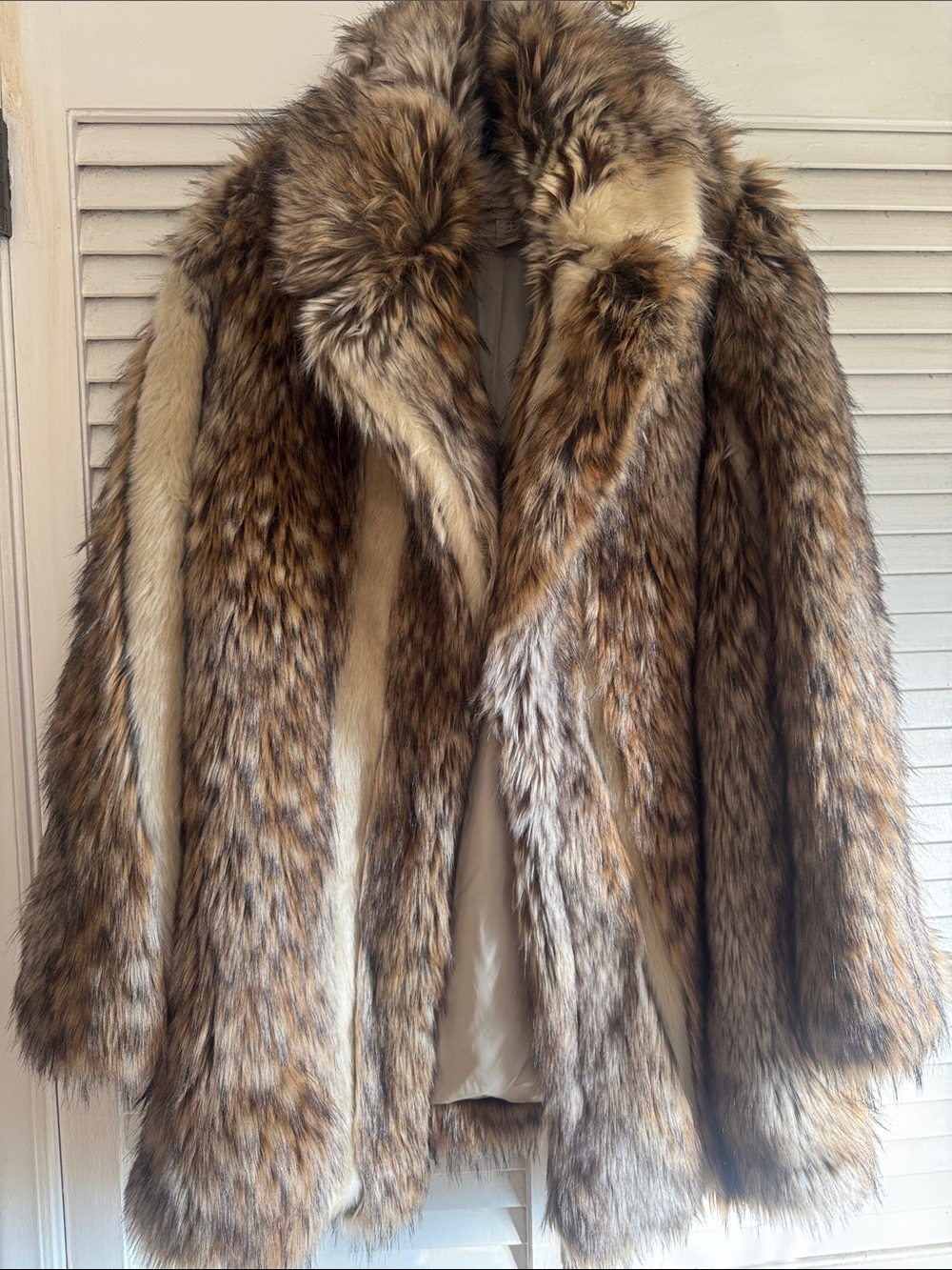 H&M Faux Fur Teddy Jacket in Brown and Tan